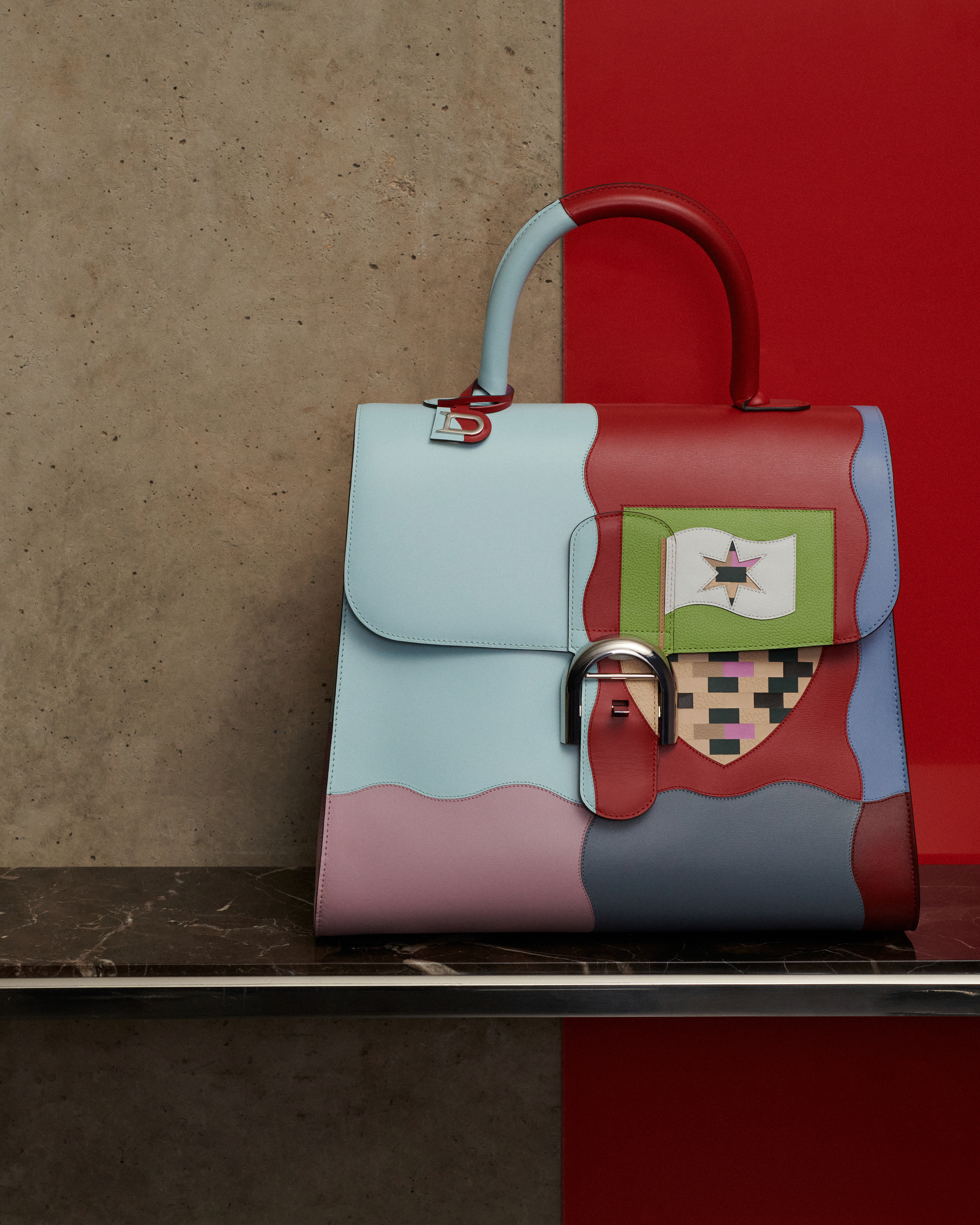 DELVAUX SS24 Brillant MM Legend Box Calf Taurillon Soft Marqueterie Multicolor 4 X5